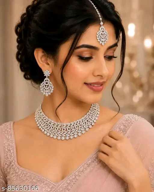 Rhodium Plated Jewellery Set White Austrain Diamond